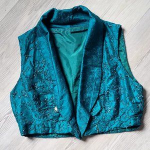 Incredible Vintage Embroidered vest - Teal color